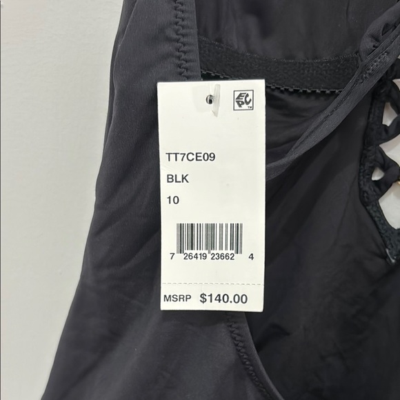 Black One-Piece Swimsuit with Lattice Detail - Picture 3 of 4